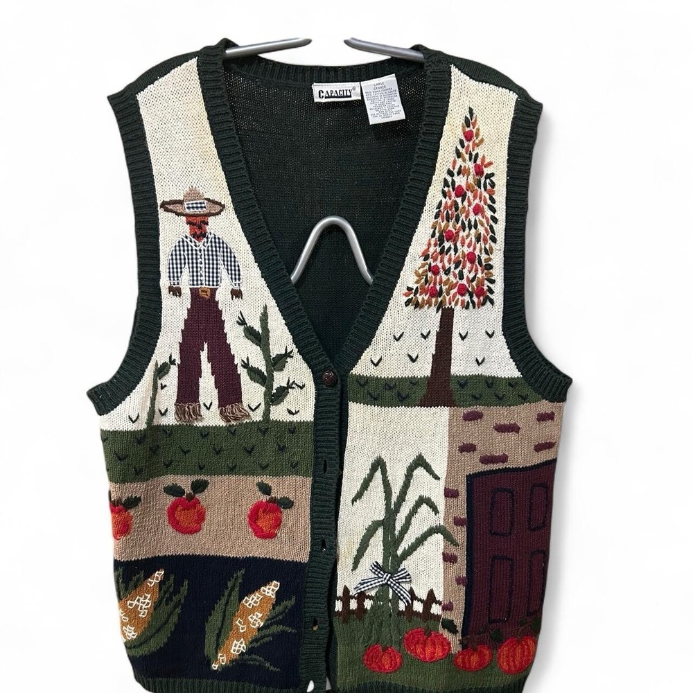 Women's Vintage Knitted Fall Vest By Capacity Size Large